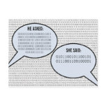 He Said, She Said Binary Code Save the Date Postca Postcard