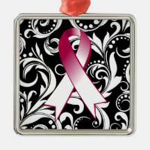 Head and Neck Cancer Ribbon Deco Noir Christmas Tree Ornaments