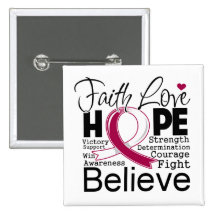 Head and Neck Cancer Typographic Faith Love Hope Button