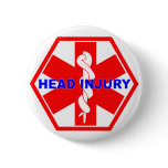 HEAD INJURY MEDICAL ID TAG buttons