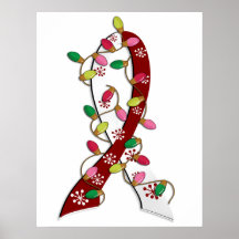 Head Neck Cancer Christmas Lights Ribbon Posters