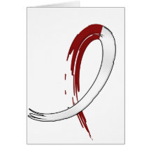 Head Neck Cancer's Burgungy and White Ribbon A4 Card