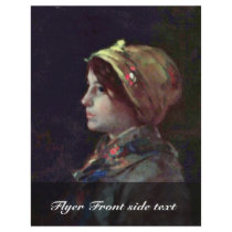 Head Of A Young Peasant Girl By Grigorescu Nicolae Flyer Design