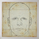 head on stained paper poster