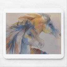 Head Portrait of Mustangs in Pastels Mouse Pads