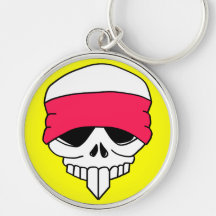 Headbanded Skull Keychain