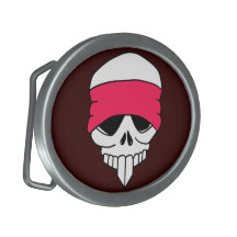 Headbanded Skull Oval Belt Buckle