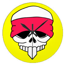 Headbanded Skull Round Clock