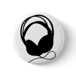 Headphone Silhouette Button Badge