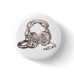 Headphones - Light Blue Pinback Buttons