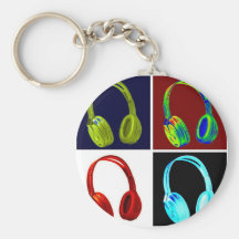 Headphones Pop Art Keychains