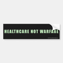Healthcare Not Warfare sticker Bumper Stickers