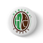 HealthyCoffee branded badge buttons