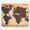 HealthyCoffee world map in coffee beans mousepads