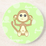 Hear No Evil - Cute Monkey Cartoon Drink Coasters