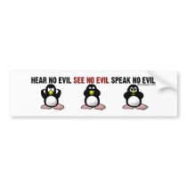Hear No Evil Penguins Bumpersticker
