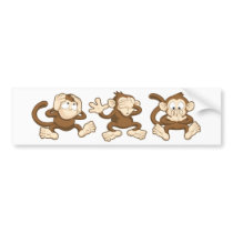 hear no evil, see no evil, speak no evil monkeys bumper sticker