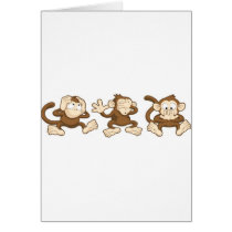 hear no evil, see no evil, speak no evil monkeys greeting card