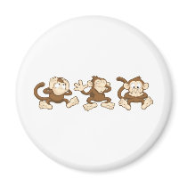 hear no evil, see no evil, speak no evil monkeys fridge magnet