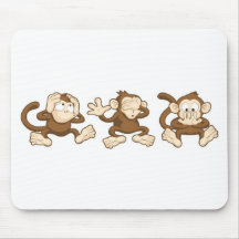 hear no evil, see no evil, speak no evil monkeys mousepad