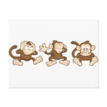 hear no evil, see no evil, speak no evil monkeys post card