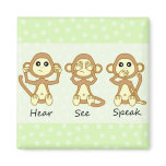 Hear No See No Speak No Evil - Cute Baby Monkeys magnets