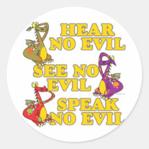 hear see speak no evil dragons cartoon sticker