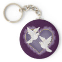 Heart and Doves - Purple keychains