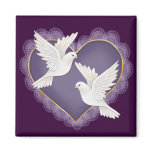 Heart and Doves - Purple magnets
