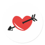 Heart arrow round stickers
