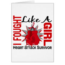 Heart Attack Fought Like A Girl 8 Greeting Card