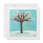 Heart bare tree sweet primitive Winter scene art invitations