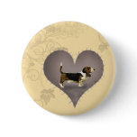 Heart Basset Hound Pinback Buttons