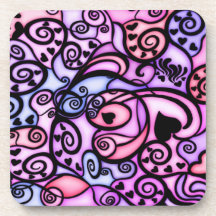 Heart Beats Singing, Stained Glass style Coasters