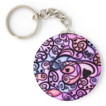Heart Beats Singing, Stained Glass style Keychains