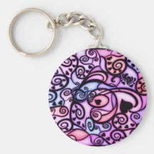Heart Beats Singing, Stained Glass style Keychains