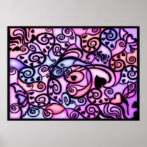 Heart Beats Singing, Stained Glass style Print