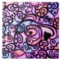 Heart Beats Singing, Stained Glass style Ceramic Tiles