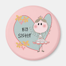 Heart Big Sister Refrigerator Magnets