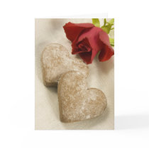 Heart biscuits and a red rose ... card