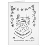 Heart Bithday Cake Line Drawing Card