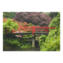 Heart Bridge with blossoming rhododendrons, Photographic Print