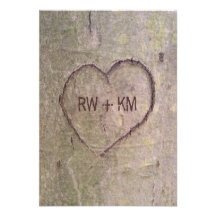 Heart Carved in Tree RSVP Reply Card Custom Invitation