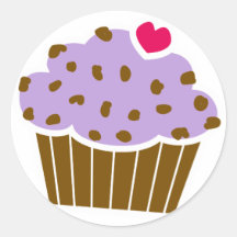 Heart Choco Chip Blueberry Cupcake Stickers