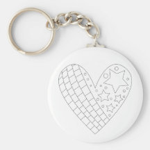 Heart Colouring Design Keychains