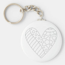 Heart Colouring Design Keychains