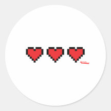 Heart Containers - Gamer, geek video games Life Round Stickers