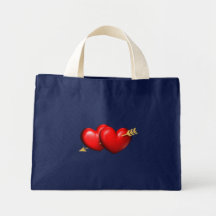 Heart couple with golden arrow canvas bag