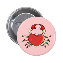 Heart Crab Pinback Buttons