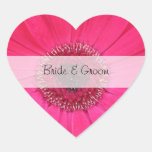 Heart Customised Wedding Stickers --  Pink Gerbera